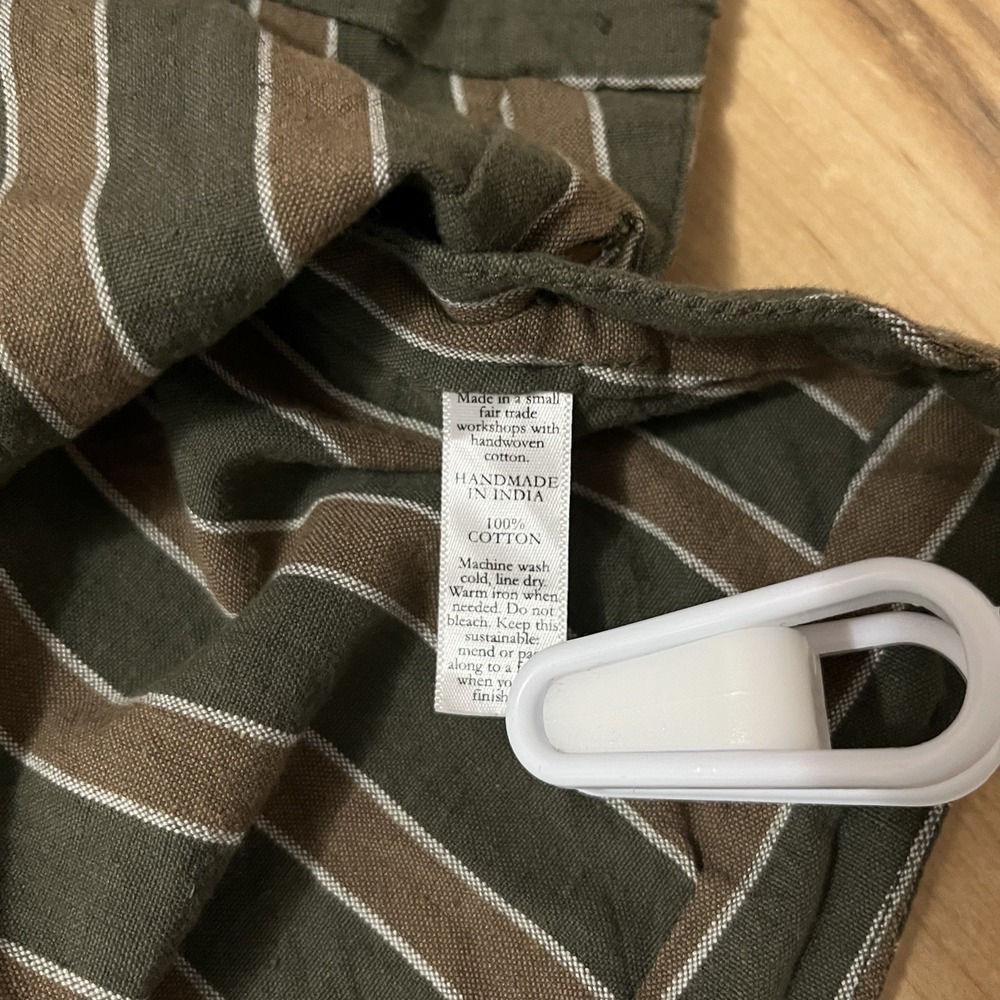 Liz Alig Hand Woven Cotton Shirt Artsy Laganlook Striped Side Button Detail Sz S - Picture 4 of 8
